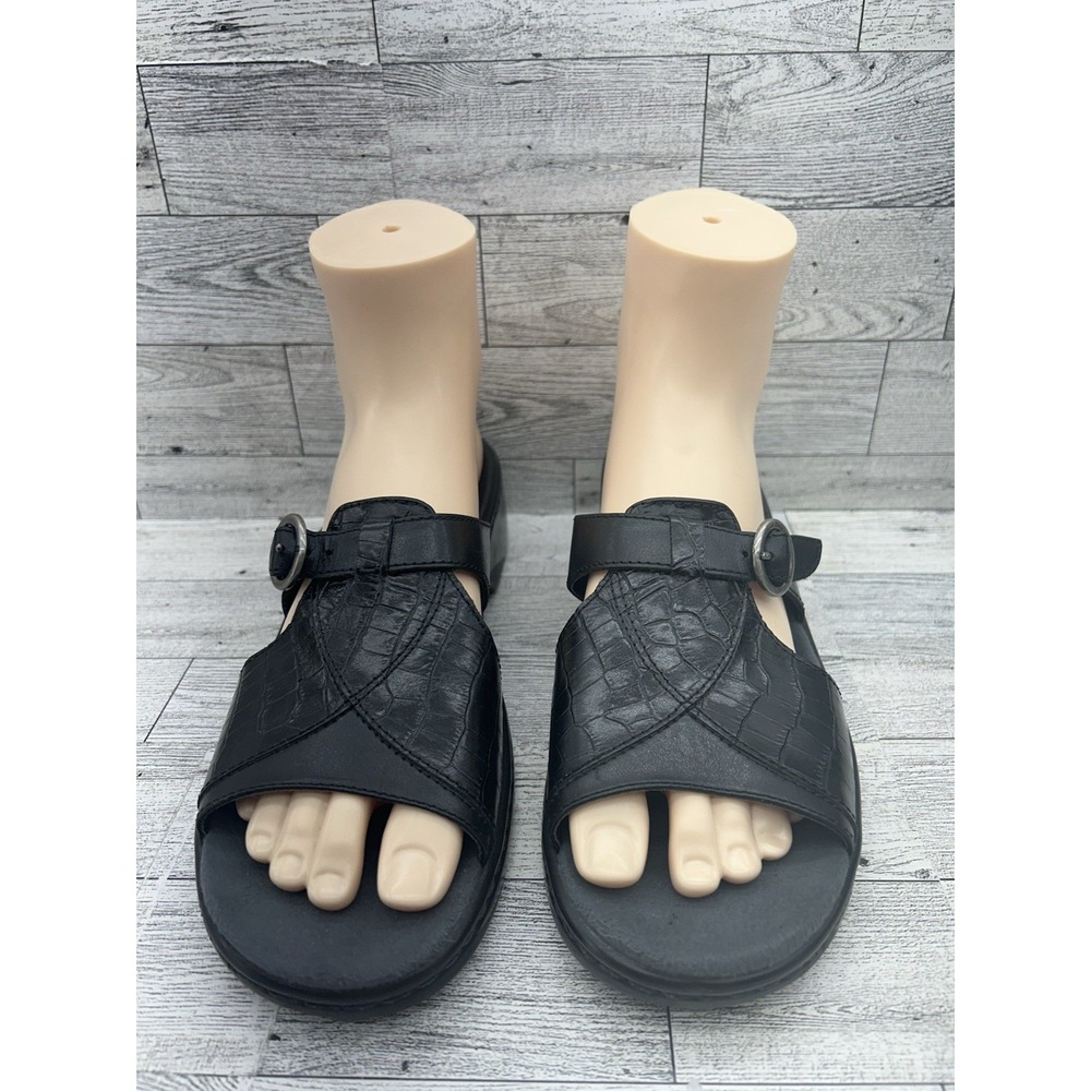 Clarks Slide Sandals Womens 8M Black Y2K‎ Chunky Block Low Heel Leather 71870